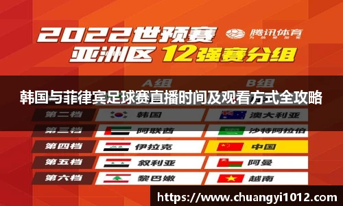 韩国与菲律宾足球赛直播时间及观看方式全攻略